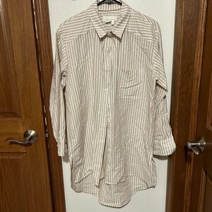 Anthropologie Striped Oversized Beige Shirt
